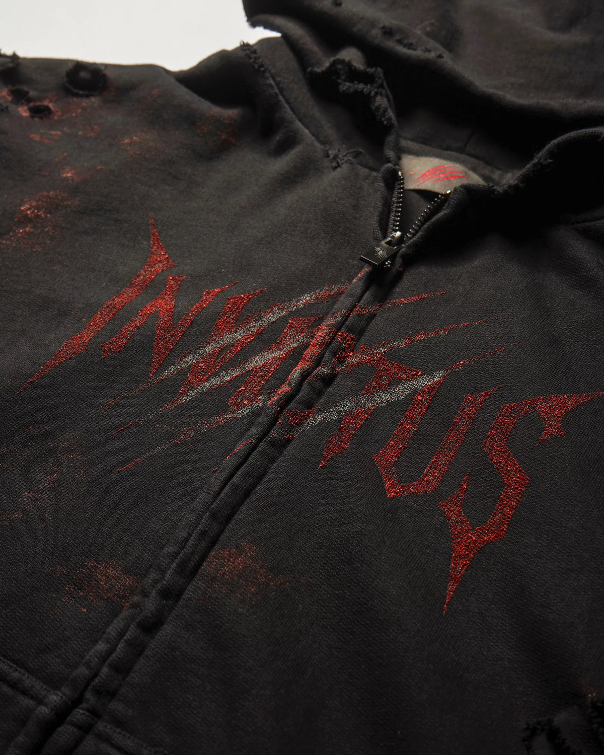INVICTUS DESTROYED LAYERED ZIP HOODIE / 戰損彈孔雙層連帽外套