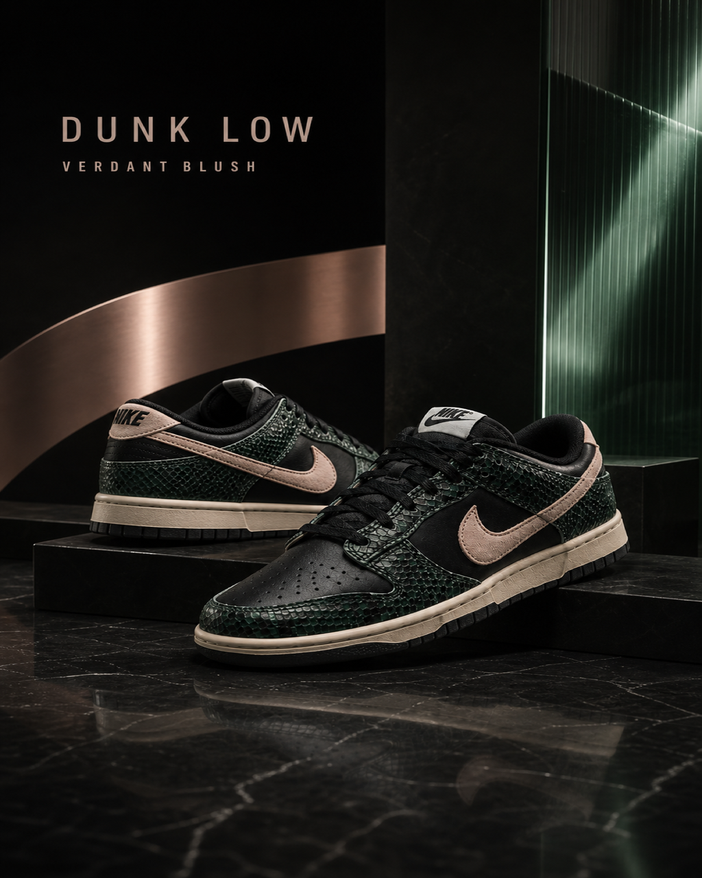Nike Dunk Low 黑灰蛇紋粉勾復古休閒鞋 IO1616-001