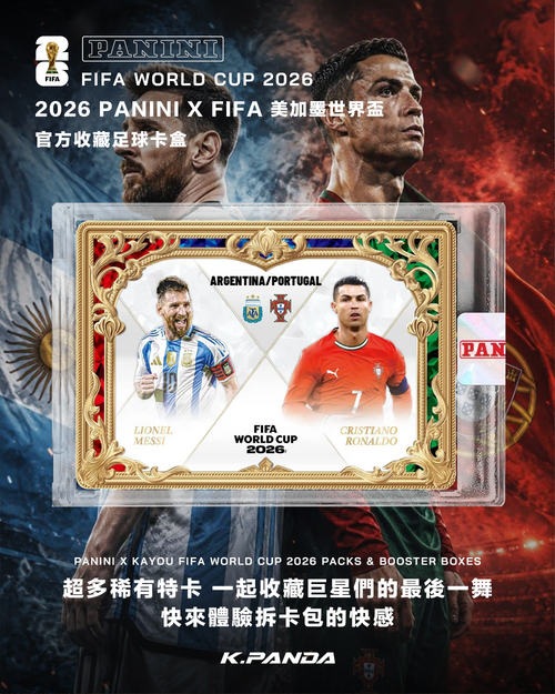 2026 Panini FIFA World Cup 紅盒官方足球收藏卡｜Messi 與 Cristiano Ronaldo