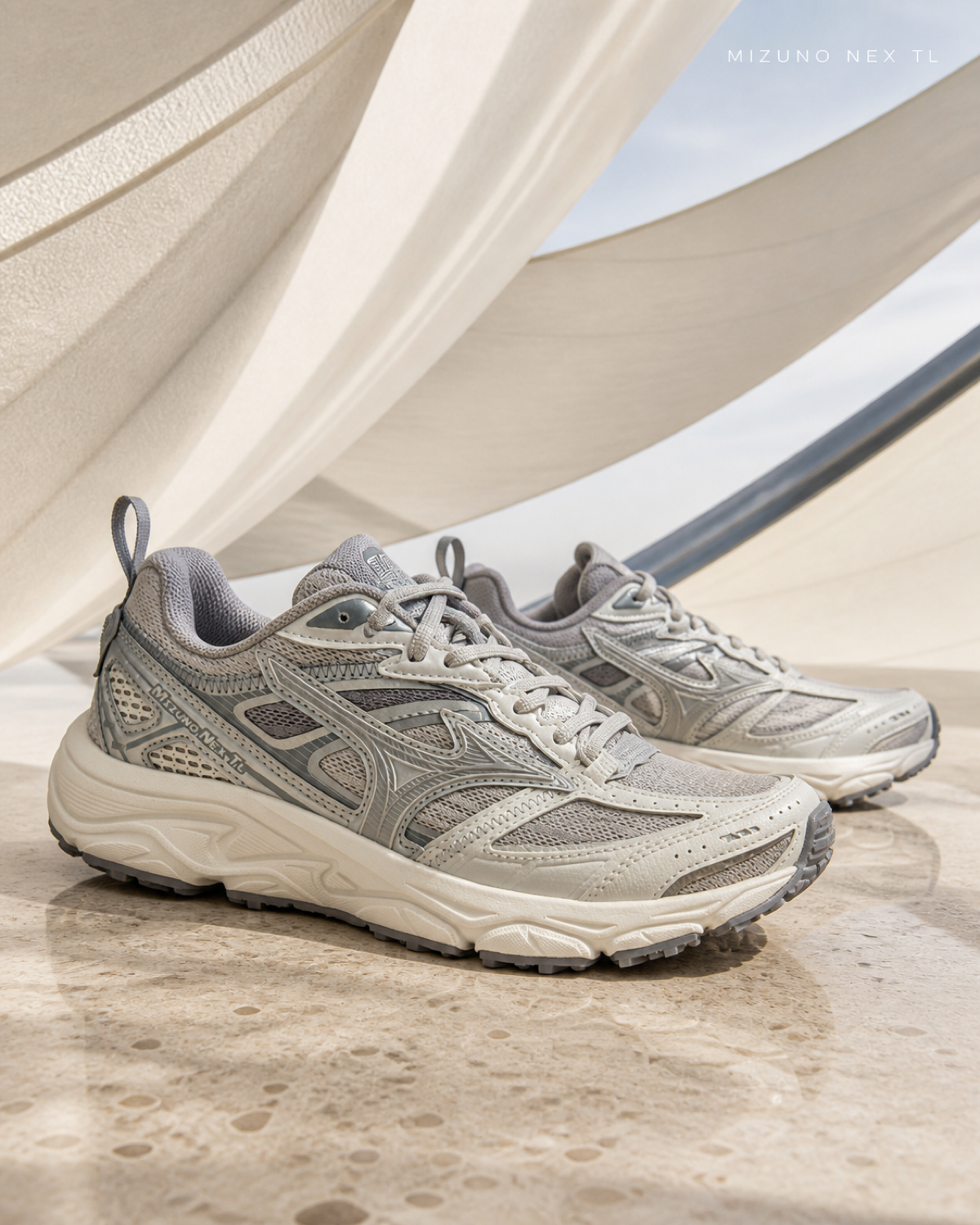 Mizuno NEX TL 珍珠銀白復古越野鞋 D1GH262902