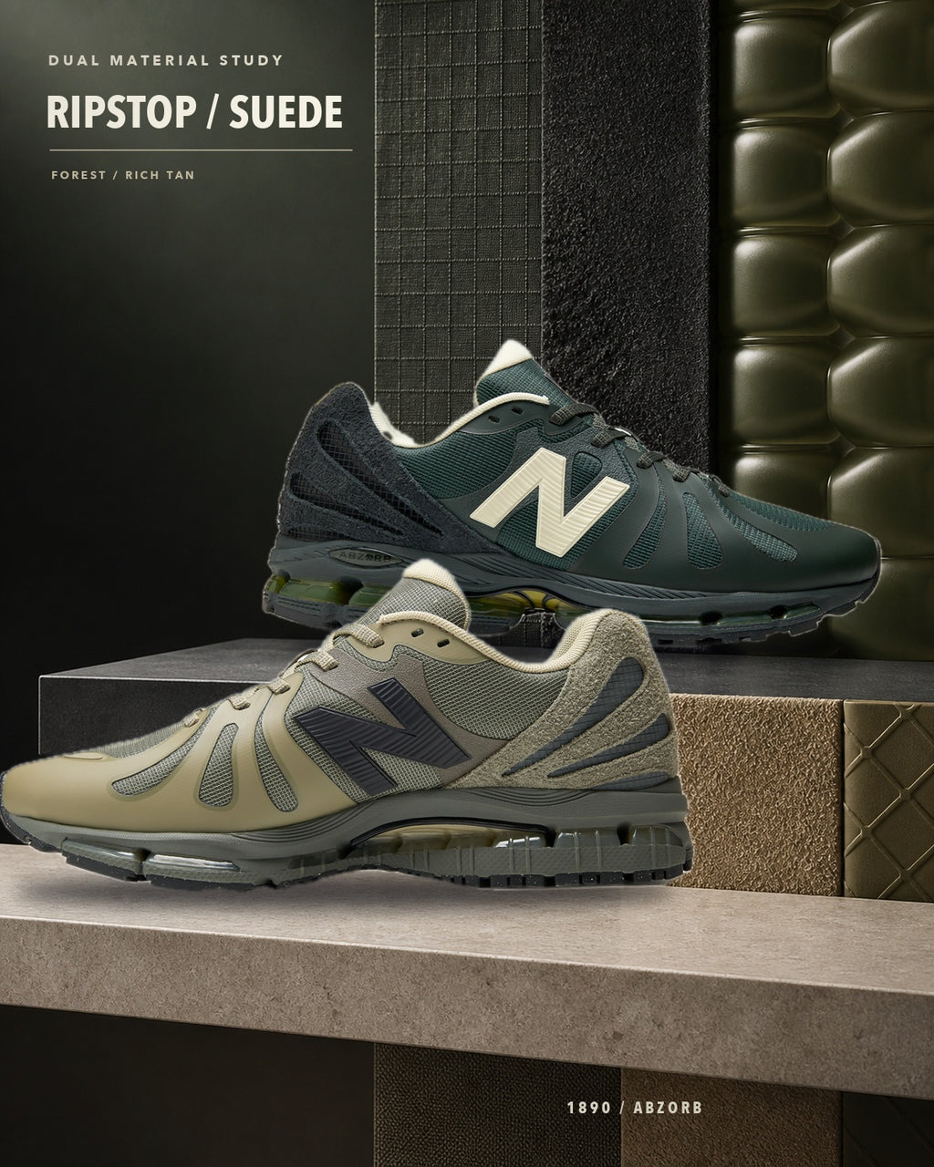 Stone Island × New Balance ABZORB 1890 雙色材質細節