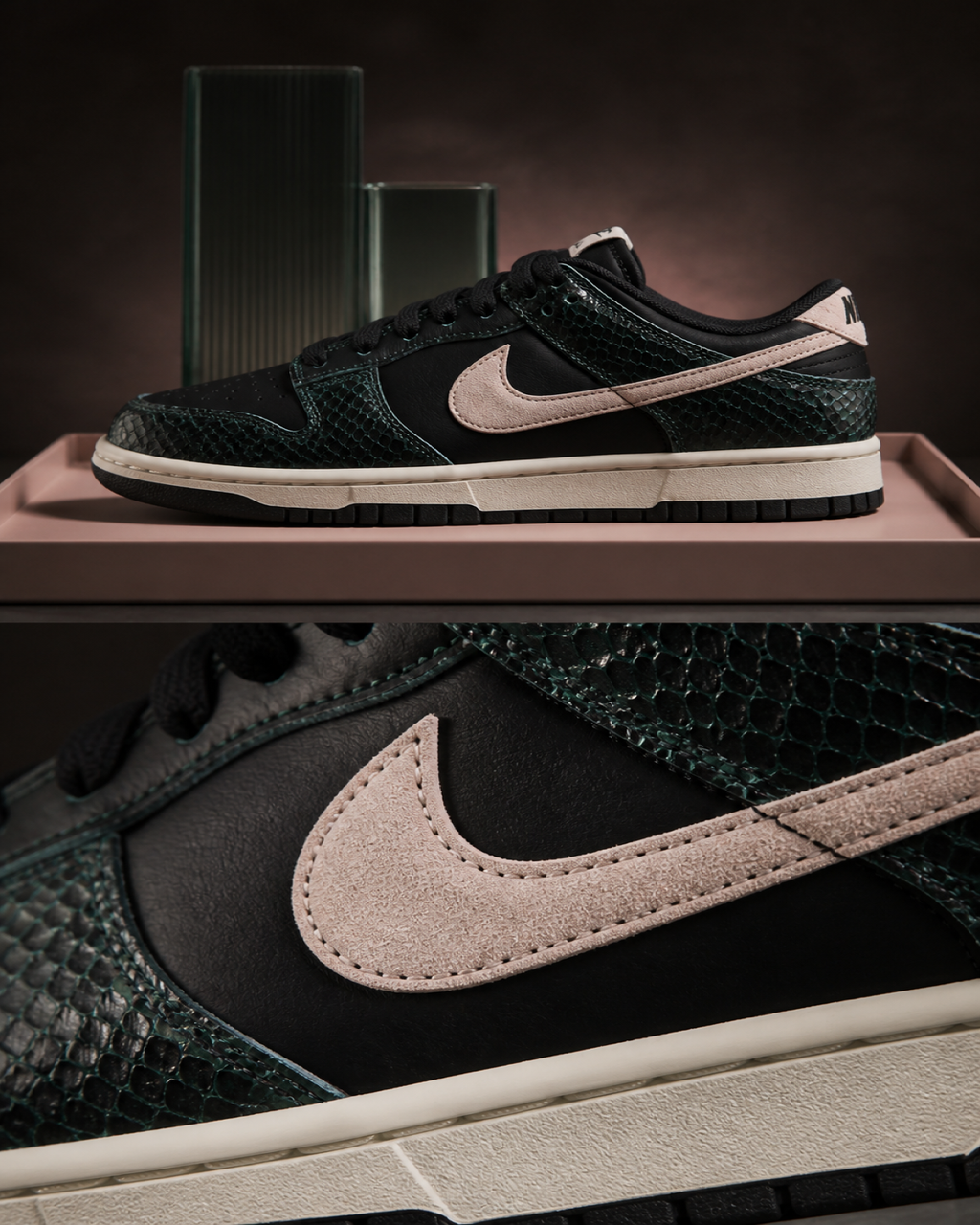 Nike Dunk Low 黑灰蛇紋粉勾復古休閒鞋 IO1616-001