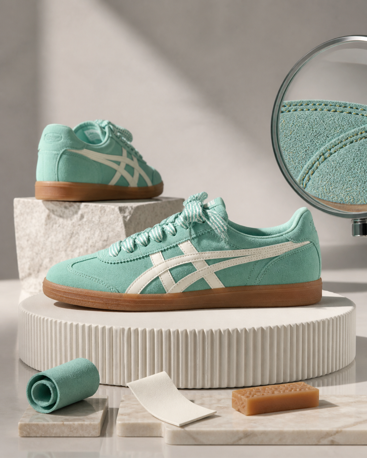 Onitsuka Tiger 鬼塚虎 Tokuten 湖水薄荷綠 象牙白 焦糖底 麂皮薄底鞋 1183C562-301