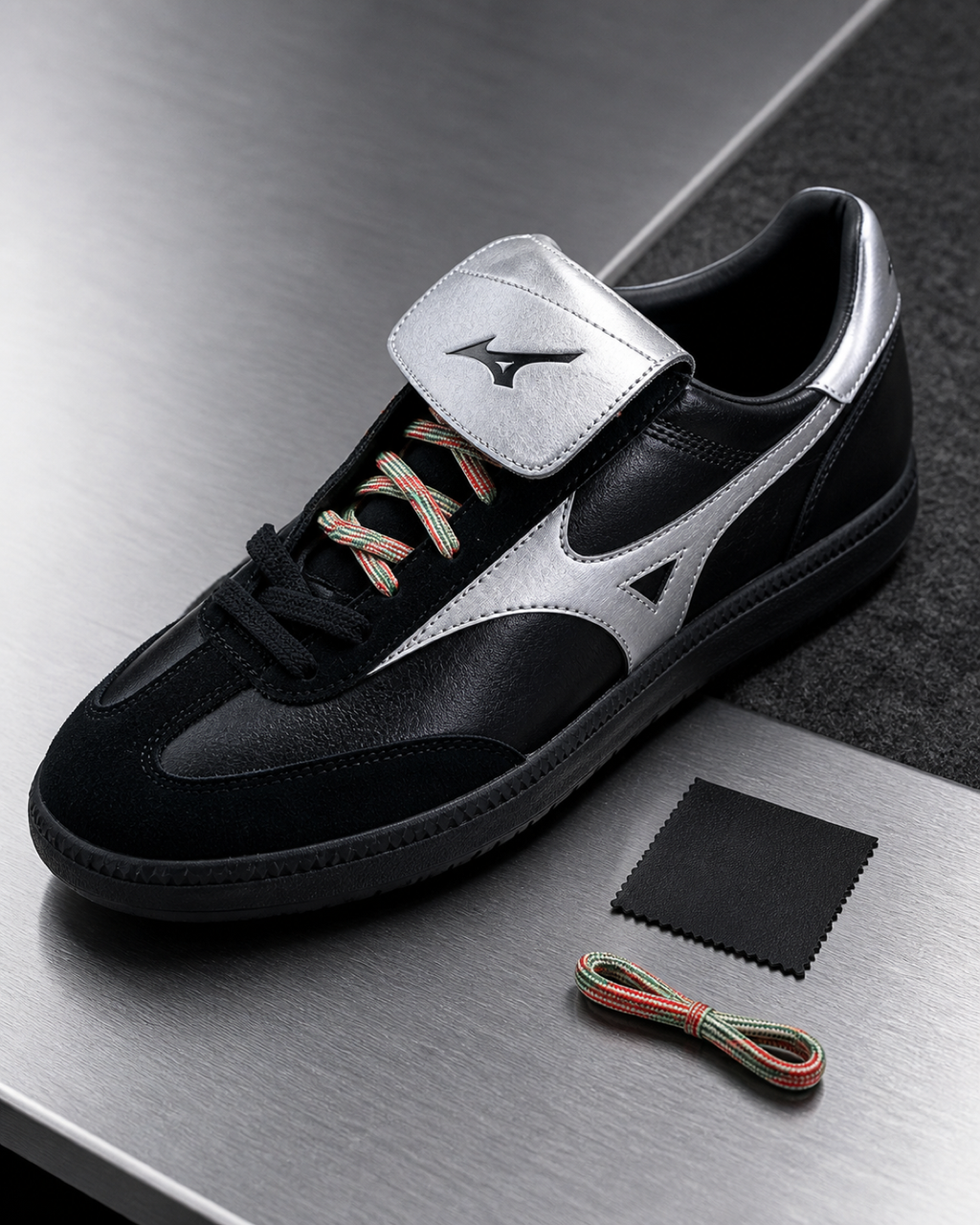 Mizuno CT 01 黑銀翻蓋復古鞋 D1GH263801