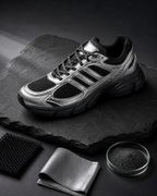 Adidas WHISPER GLIDE 銀黑 黑 復古 女鞋 平底 金屬 銀色 KH6932