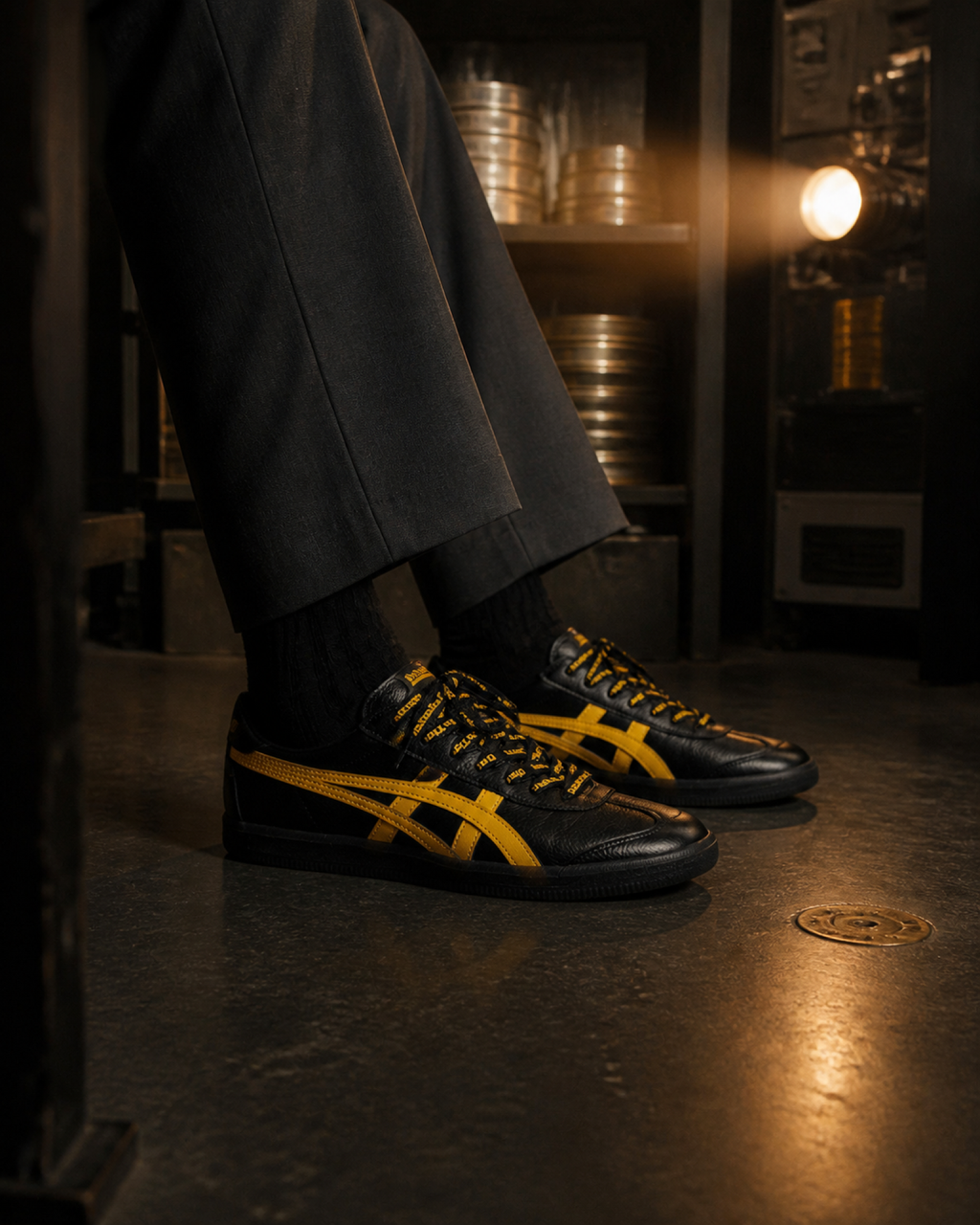 Onitsuka Tiger 鬼塚虎 Tokuten 黑黃 閃電 字樣寬鞋帶 皮革薄底鞋 1183C603-001