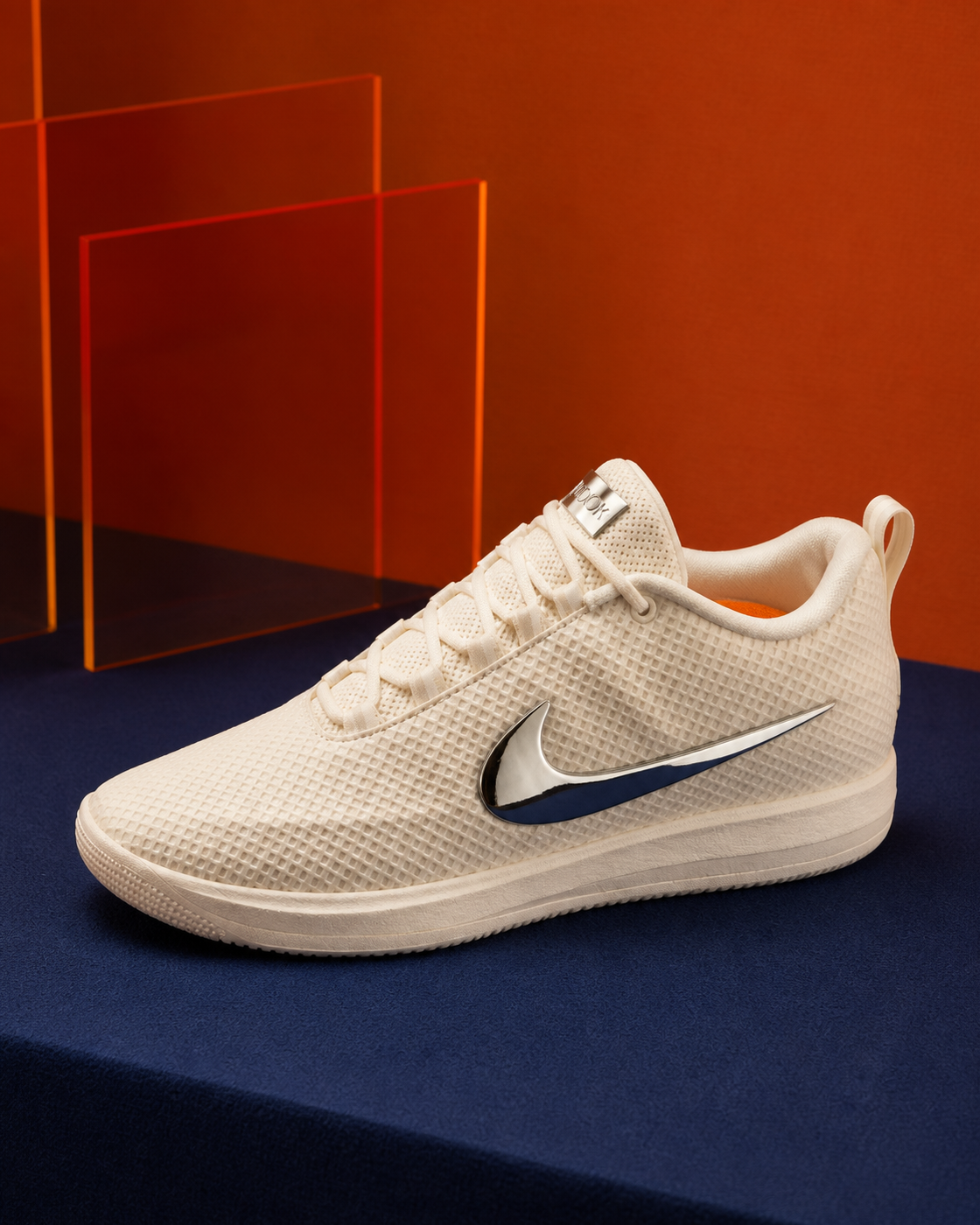 Nike Book 2 LX IO7663-100 橘藍網布液態銀材質特寫