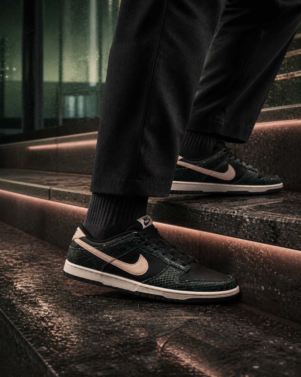 Nike Dunk Low 黑灰蛇紋粉勾復古休閒鞋 IO1616-001