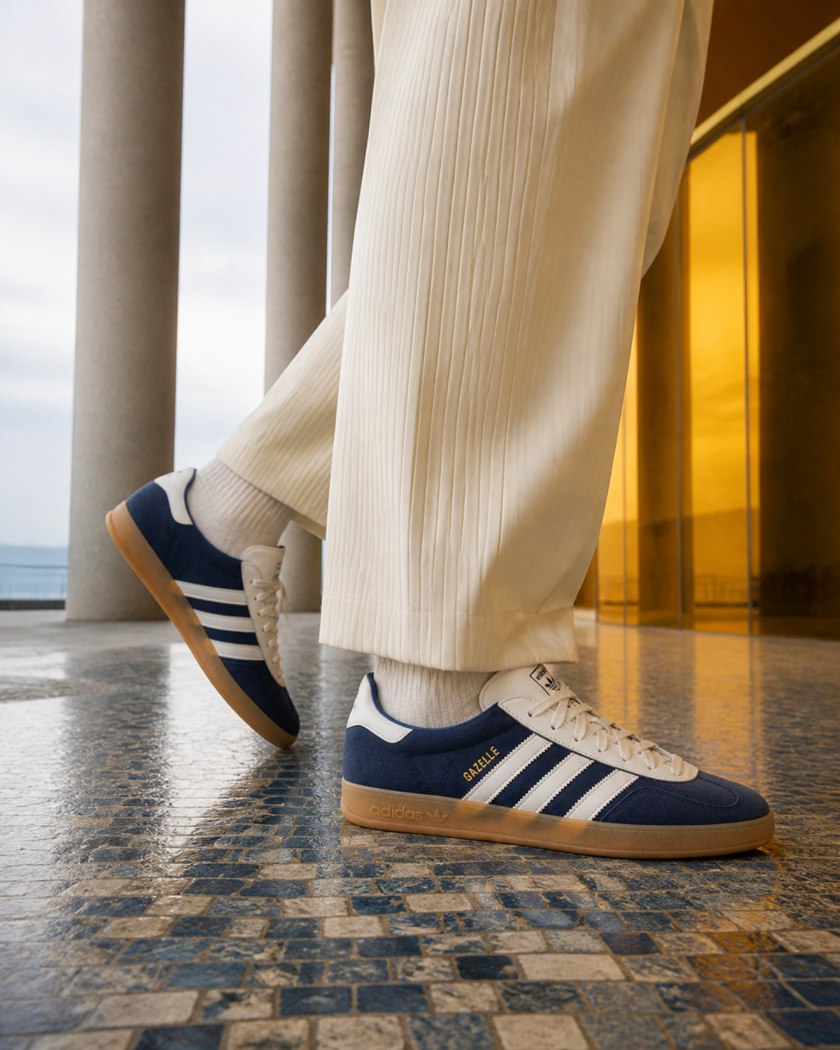 ADIDAS GAZELLE INDOOR 霧霾藍 海軍藍 白色 焦糖底 麂皮 皮革 IH9650