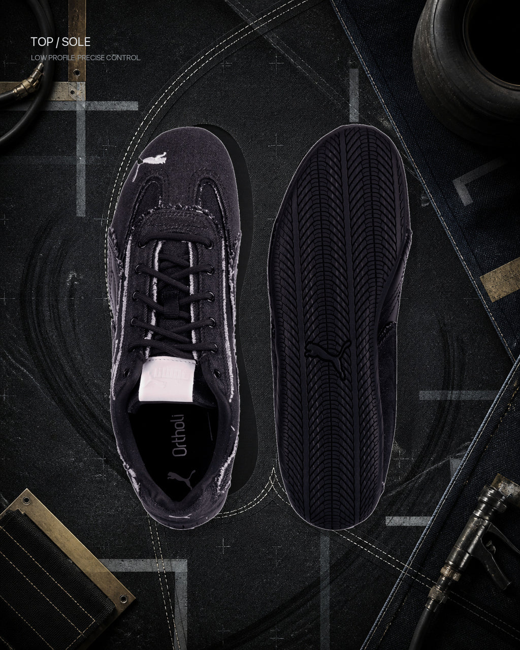 PUMA Speedcat Crafted Denim 全黑做舊丹寧賽車鞋 407110-01 - 商品圖 3
