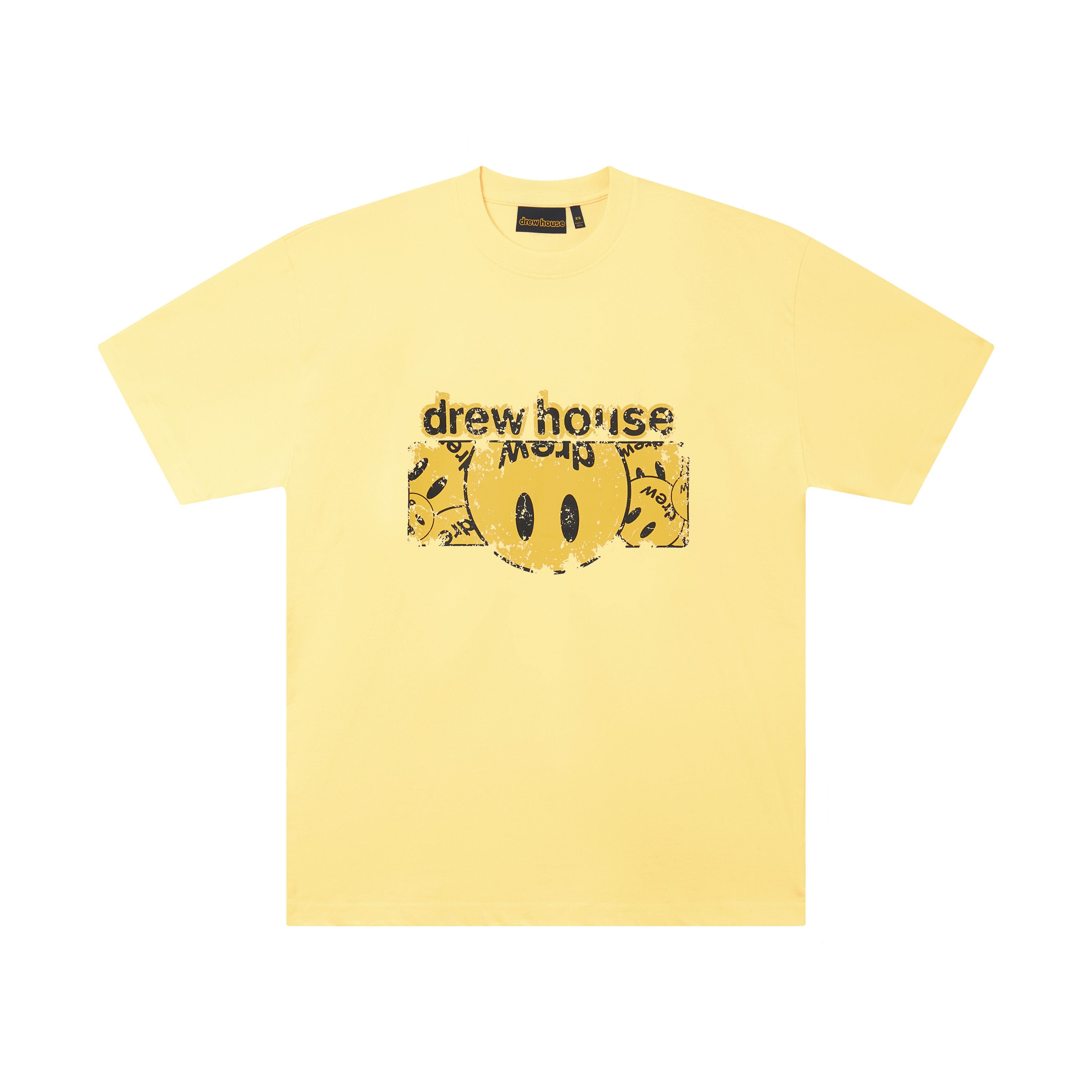 Drew House 倒置笑臉 短袖T恤 淡黃色 DH-HJ2612
