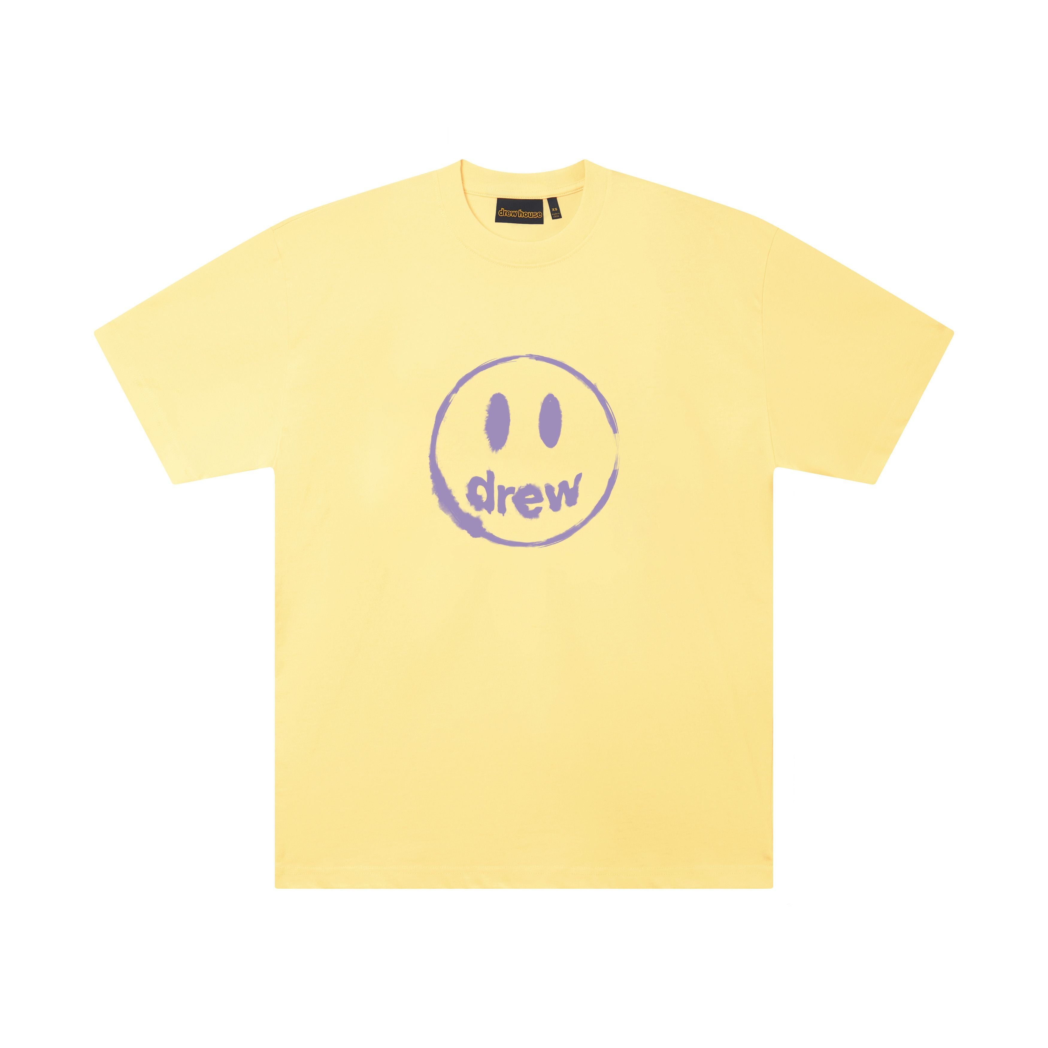 Drew House 水墨笑臉 短袖T恤 淡黃色 DH-HJ2615