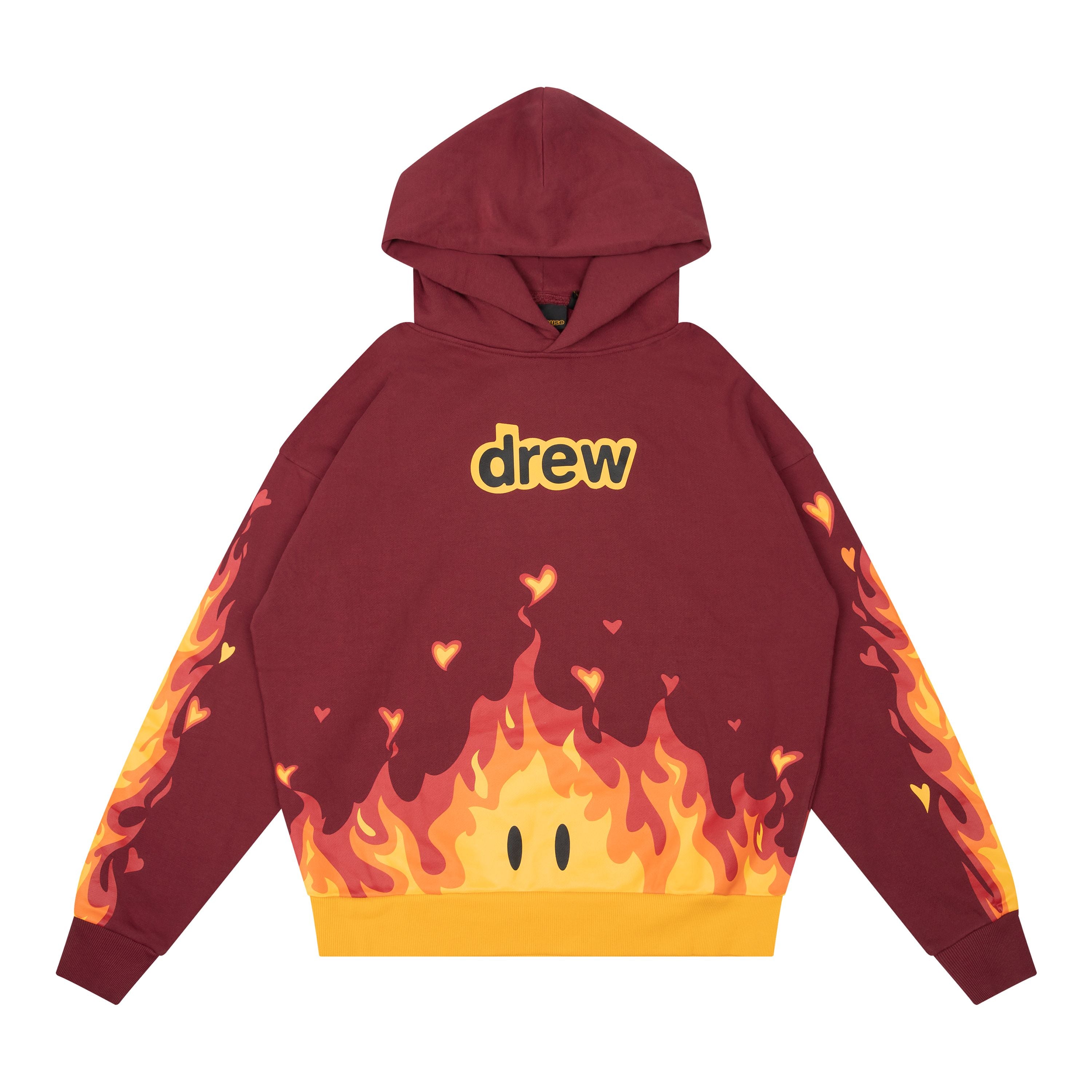 Drew House 火焰 帽T 酒紅色 DR-FW22-203