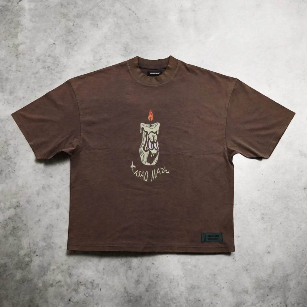 𝗞𝗔𝗦𝗔𝗢 𝗠𝗔𝗗𝗘®︎ FW24 “The FlameDo ” Tee Washed Brown