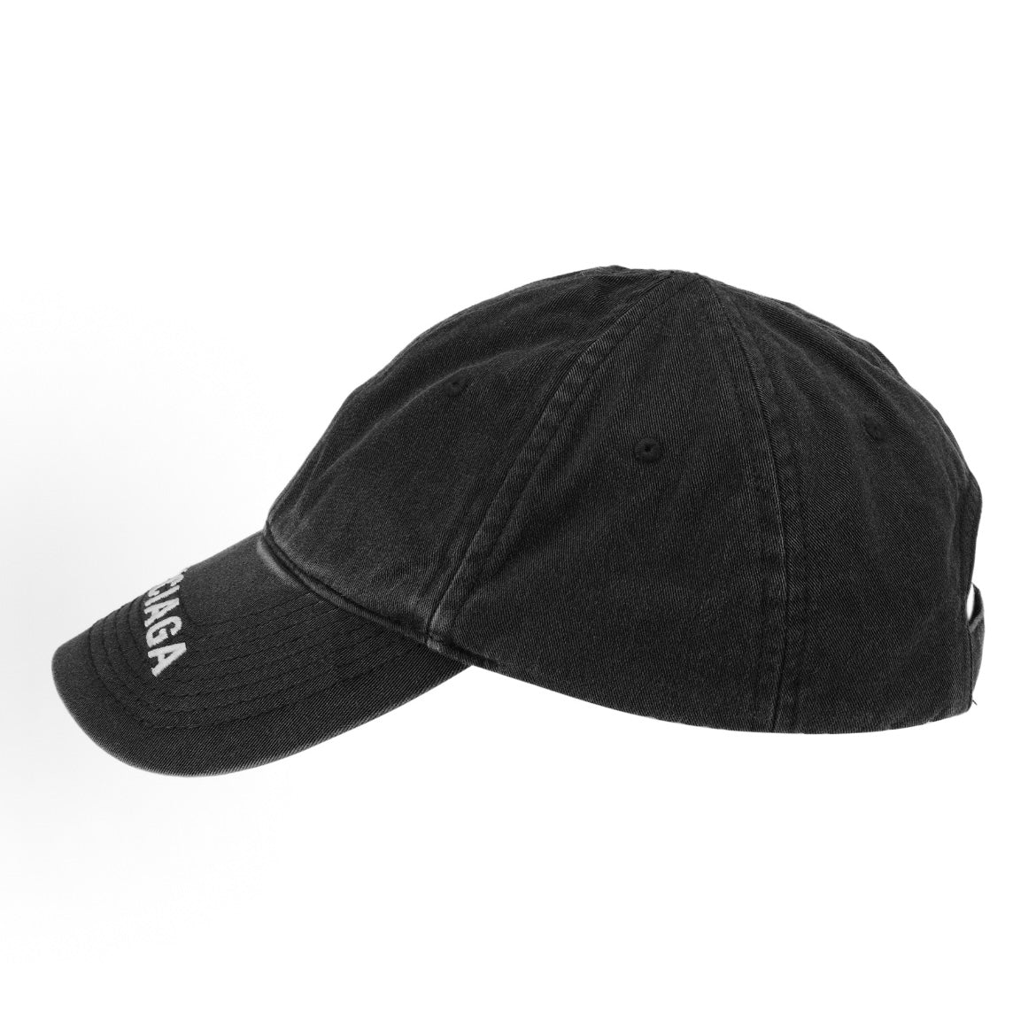 BALENCIAGA 巴黎世家 Washed Denim Logo Baseball Cap Black/White