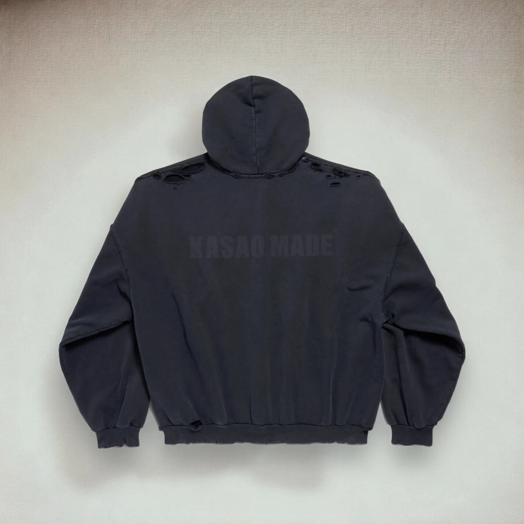 𝗞𝗔𝗦𝗔𝗢 𝗠𝗔𝗗𝗘®︎ FW24 “The FlameDo” Hoodie Washed Dark Navy