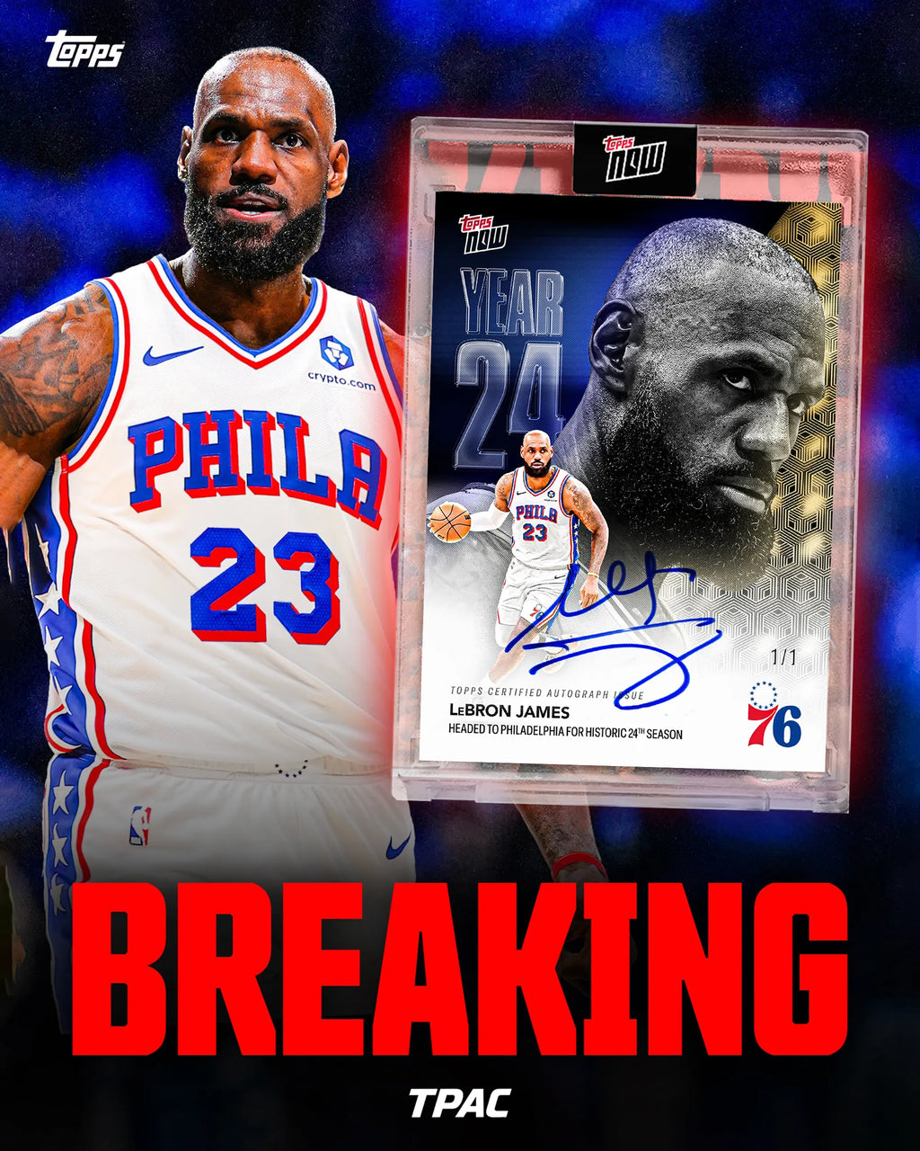 LeBron James Topps NOW OS03 費城 76 人卡面