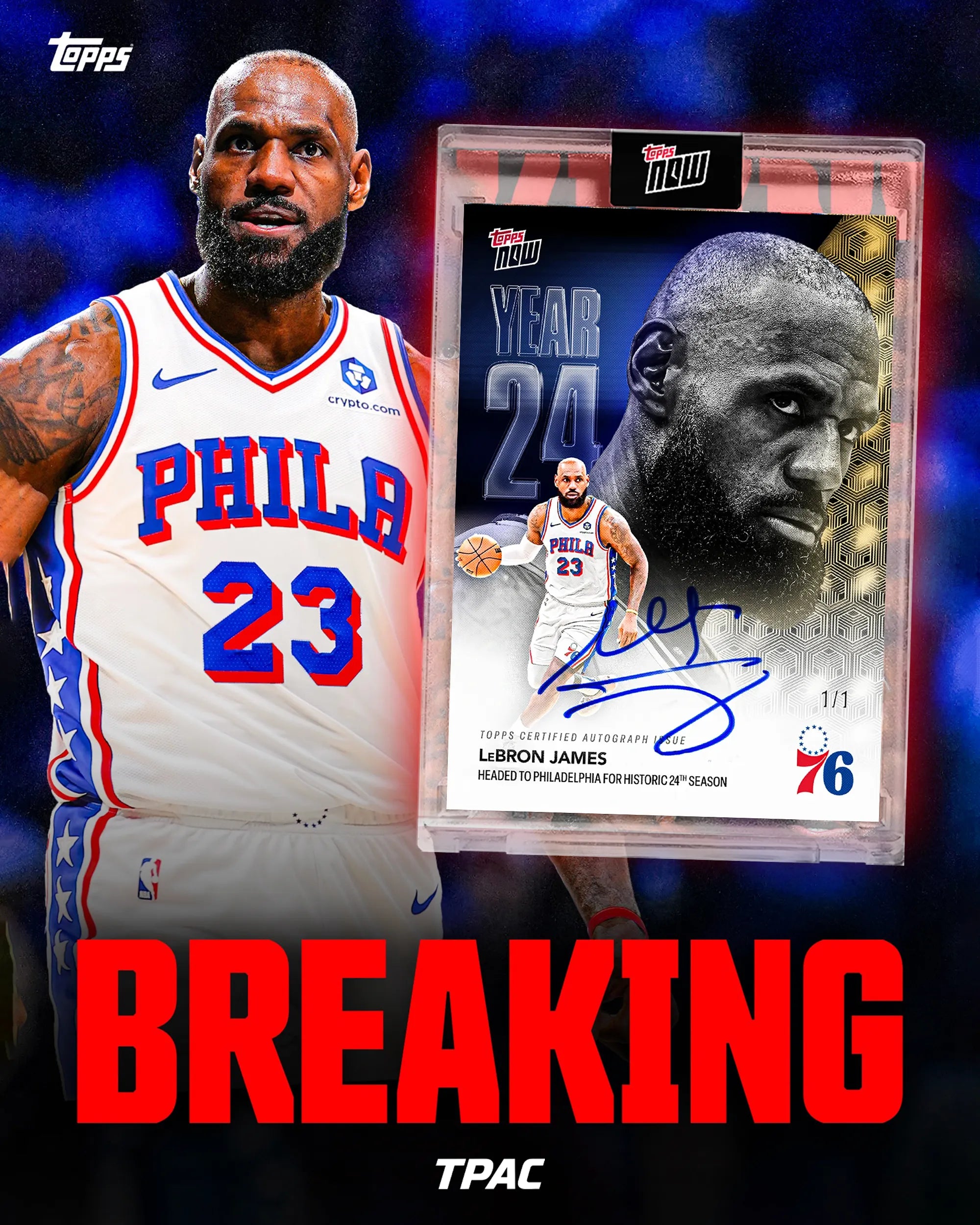 LeBron James Topps NOW OS03 費城 76 人卡面