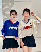 NIKE SPORTSWEAR 1972 透氣網布 V領 撞色 拼接 寬鬆 短袖 上衣