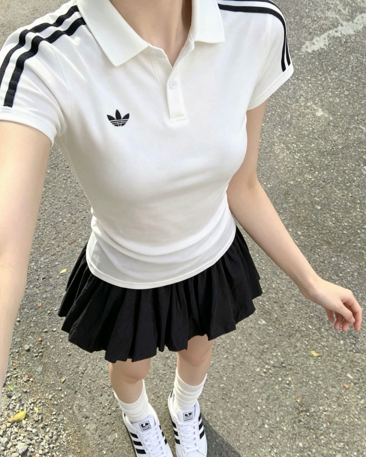 ADIDAS ORIGINALS 白色 POLO衫 三線 修身 短TEE 短袖 上衣 KD3697