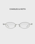 CHARLES & KEITH 小CK 蝴蝶結 粉水晶 折疊式 銀框 眼鏡 銀色