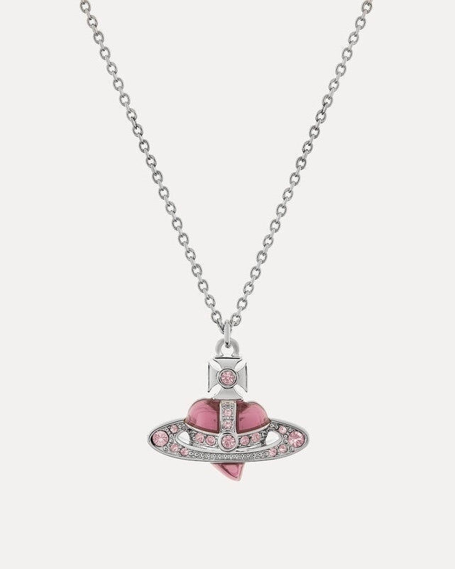 Vivienne Westwood New Diamante Heart 不對稱心型粉色水晶項鎍西太后薇薇安