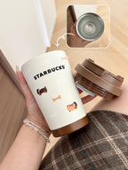 STARBUCKS 星巴克 奶油棕 臘腸狗狗 隨行杯 贈毛絨杯套 380ML