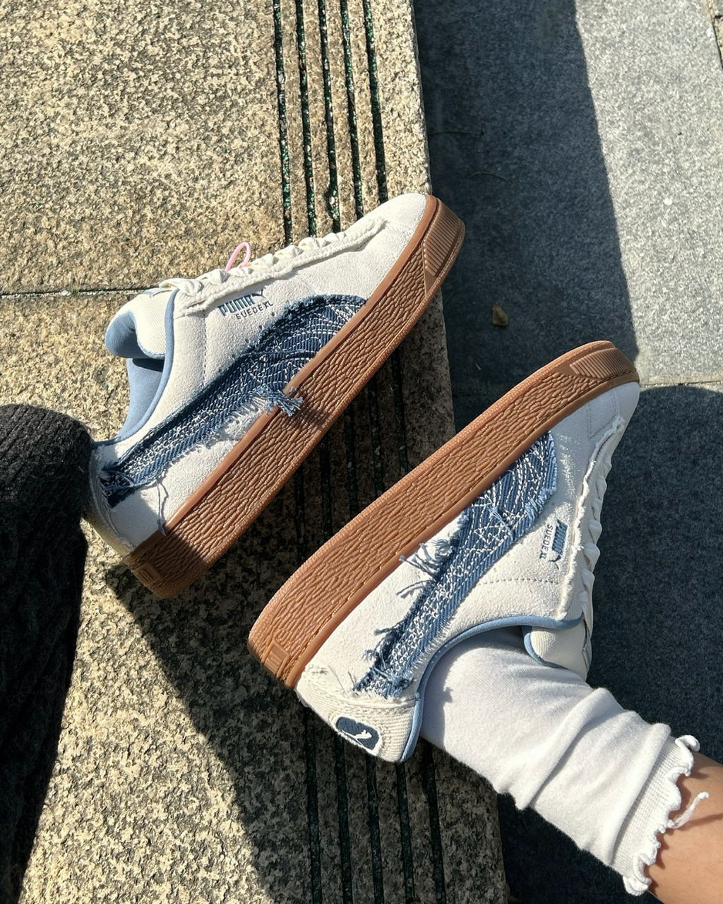 PUMA SUEDE XL 米白 牛仔 鬚邊 焦糖底 板鞋 休閒鞋 女鞋 403228-01