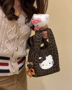 正版授權SANRIO HELLO KITTY 麂皮 手提包 豹紋 三麗鷗 凱蒂貓