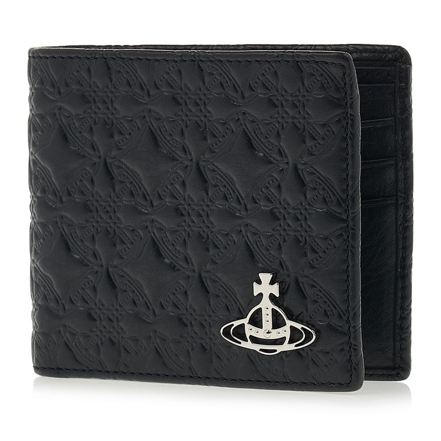 Vivienne Westwood Viv Embossed 浮雕 黑色 短夾 皮夾 土星 西太后 薇薇安
