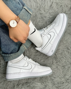 NIKE AIR FORCE 1 LOW GS 白灰 滾邊 低筒休閑鞋 大童鞋 女鞋 DX5805-100