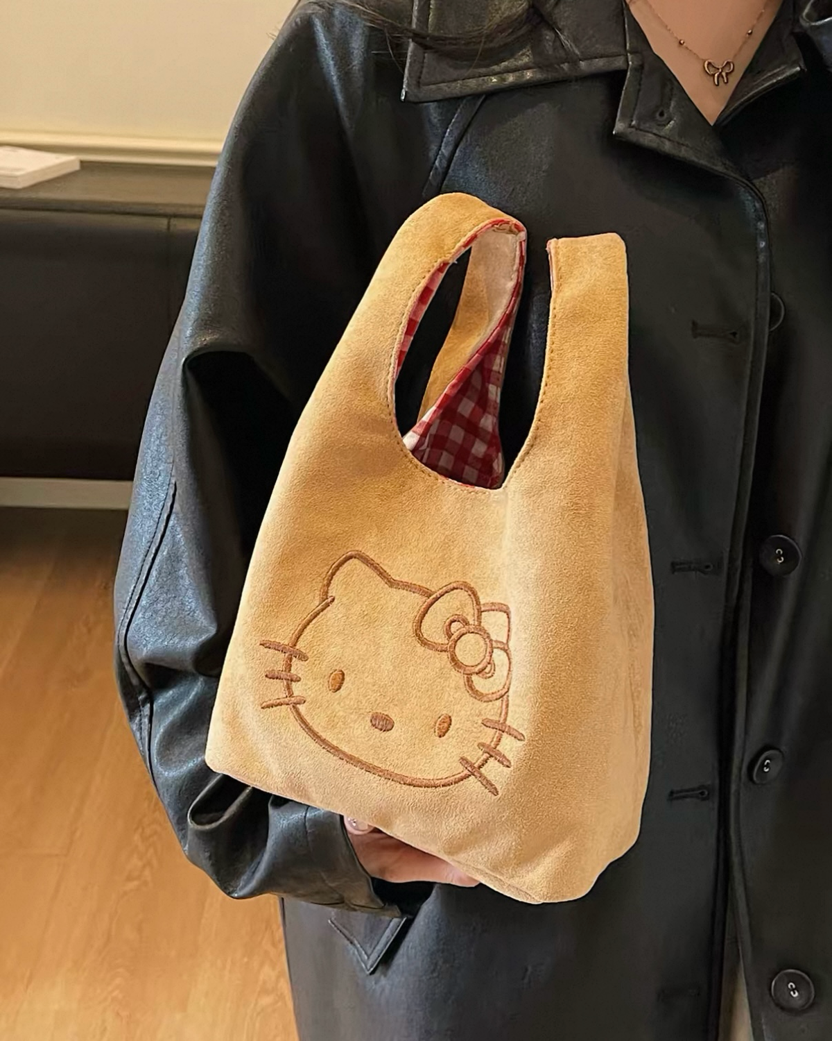正版授權SANRIO HELLO KITTY 麂皮 手提包 豹紋 三麗鷗 凱蒂貓