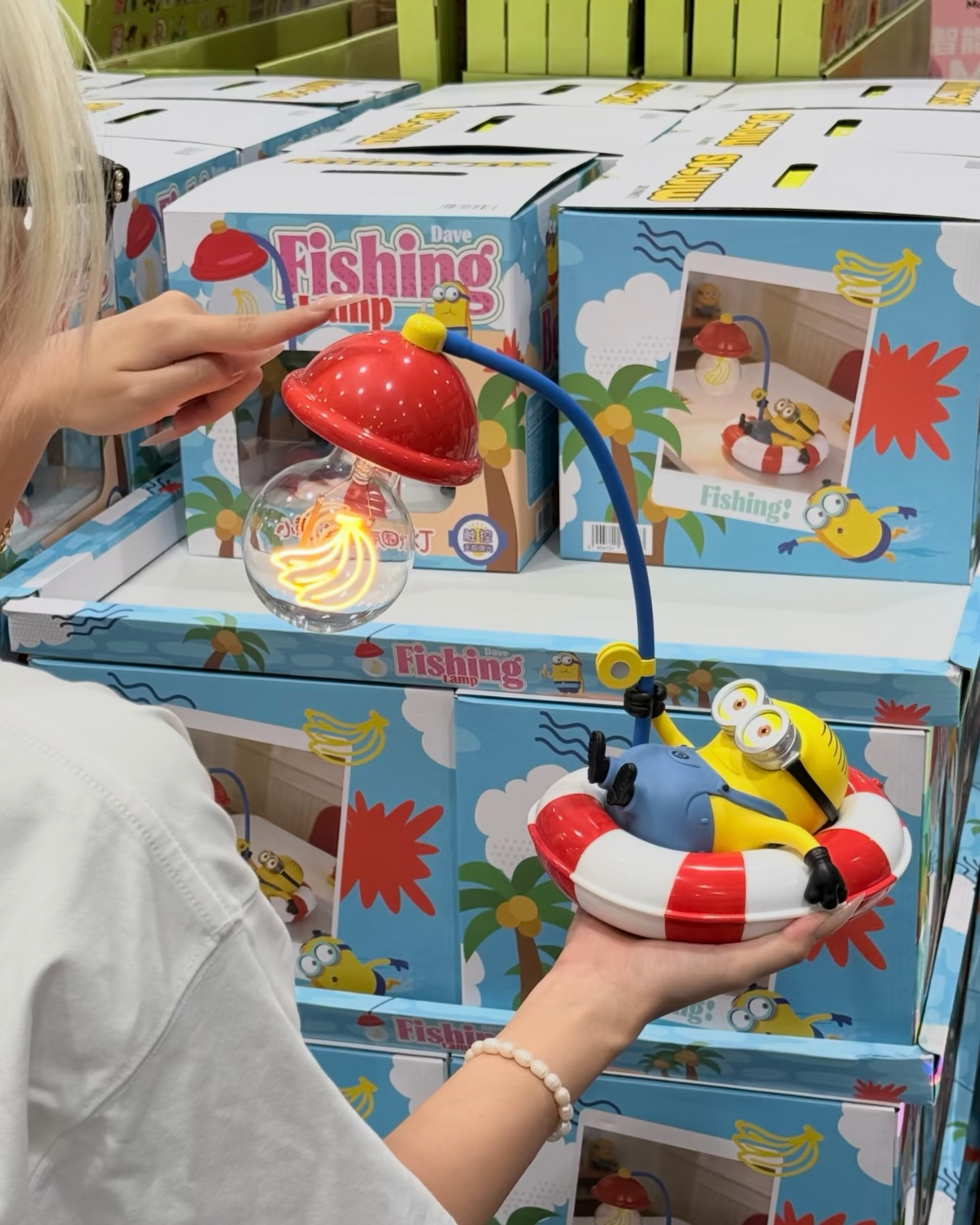 正版授權Minions Fishing Lamp 小小兵 釣魚氛圍燈 夜燈 公仔