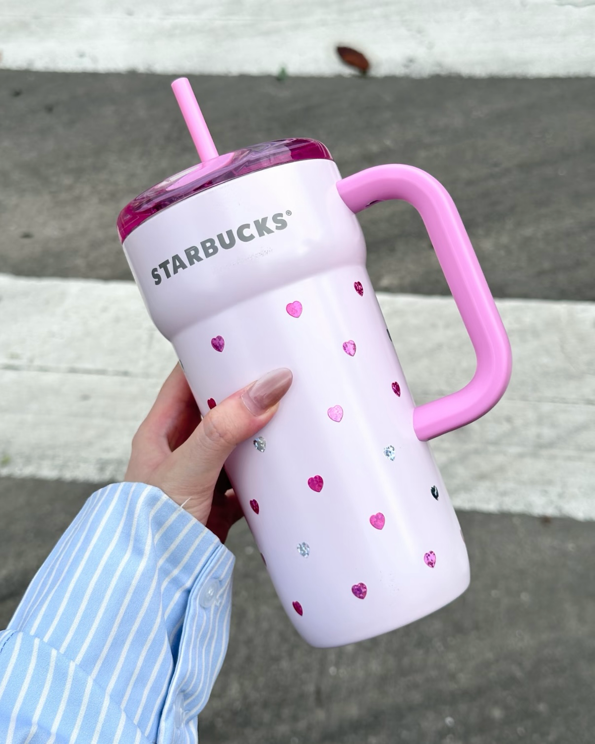STARBUCKS 星巴克 星動告白系列 不鏽鋼吸管杯 粉色 愛心 禮盒 670ml