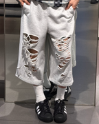 ADIDAS ORIGINALS KNIT JORTS 灰色 七分褒 寬鬆 破褒 破壞風 LC6461