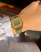 CASIO 卡西歐 VINTAGE A168 金色復古數位多功能防水可調式錶帶手錶小方錶