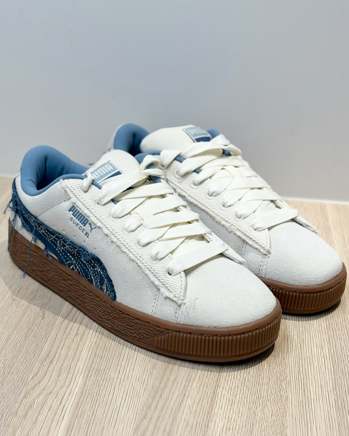 PUMA SUEDE XL 米白 牛仔 鬚邊 焦糖底 板鞋 休閒鞋 女鞋 403228-01
