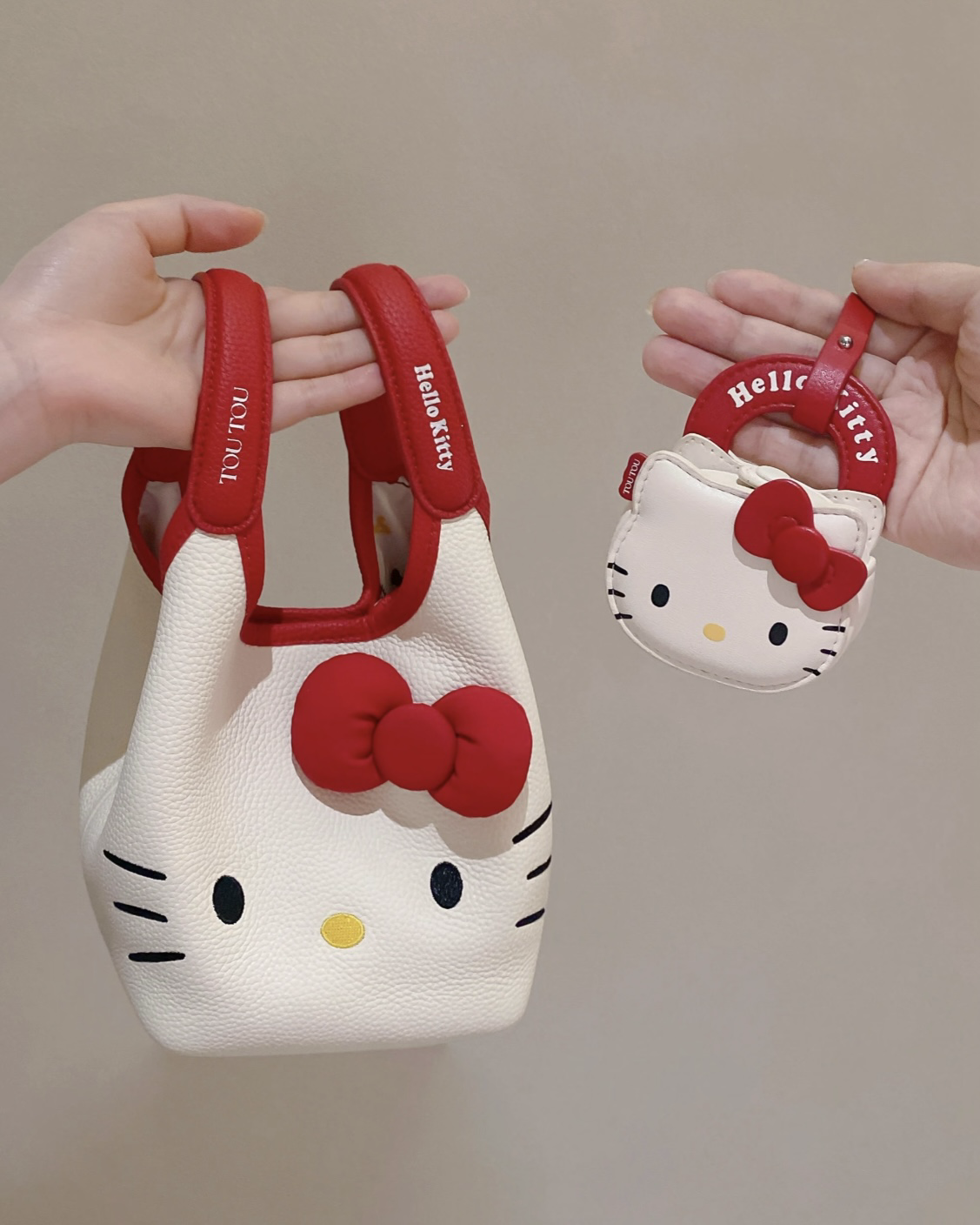TOUTOU x HELLO KITTY 牛皮菜籃包 水桶包 肩背包 手提包