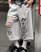ADIDAS ORIGINALS KNIT JORTS 灰色 七分褒 寬鬆 破褒 破壞風 LC6461