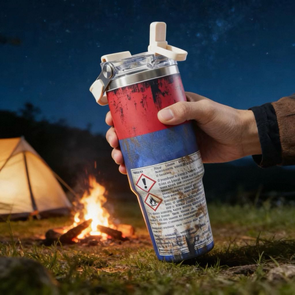WD-40造型 作舊 手提保溫杯 雙飲杯 不锈鋼 850ml