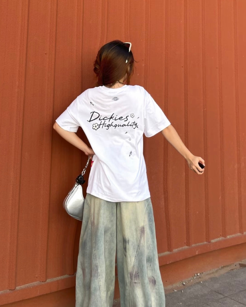 DICKIES 美式 花朵塗鴉 刺繡 草寫英文 寬鬆 圓領 短袖 短Tee 上衣 4色