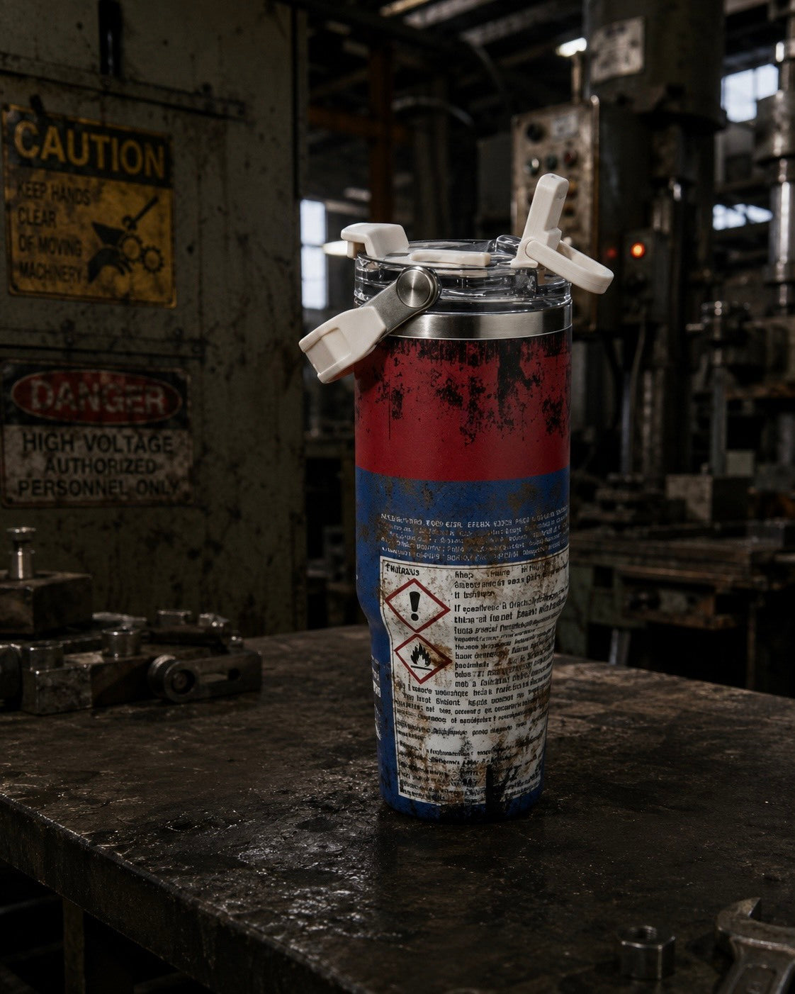 WD-40造型 作舊 手提保溫杯 雙飲杯 不锈鋼 850ml