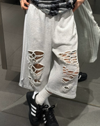 ADIDAS ORIGINALS KNIT JORTS 灰色 七分褒 寬鬆 破褒 破壞風 LC6461