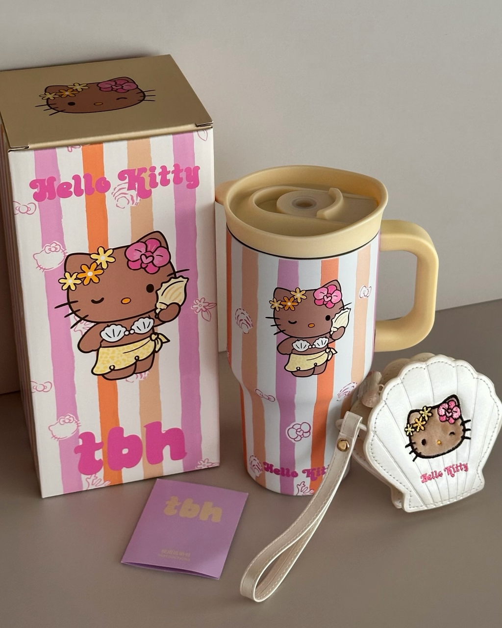 HELLO KITTY x TBH 夏日冒險島系列豹紋黑皮不鏽鋼吸管杯雙飲杯SANRIO三麗鷗共4款