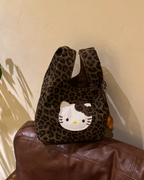 正版授權SANRIO HELLO KITTY 麂皮 手提包 豹紋 三麗鷗 凱蒂貓