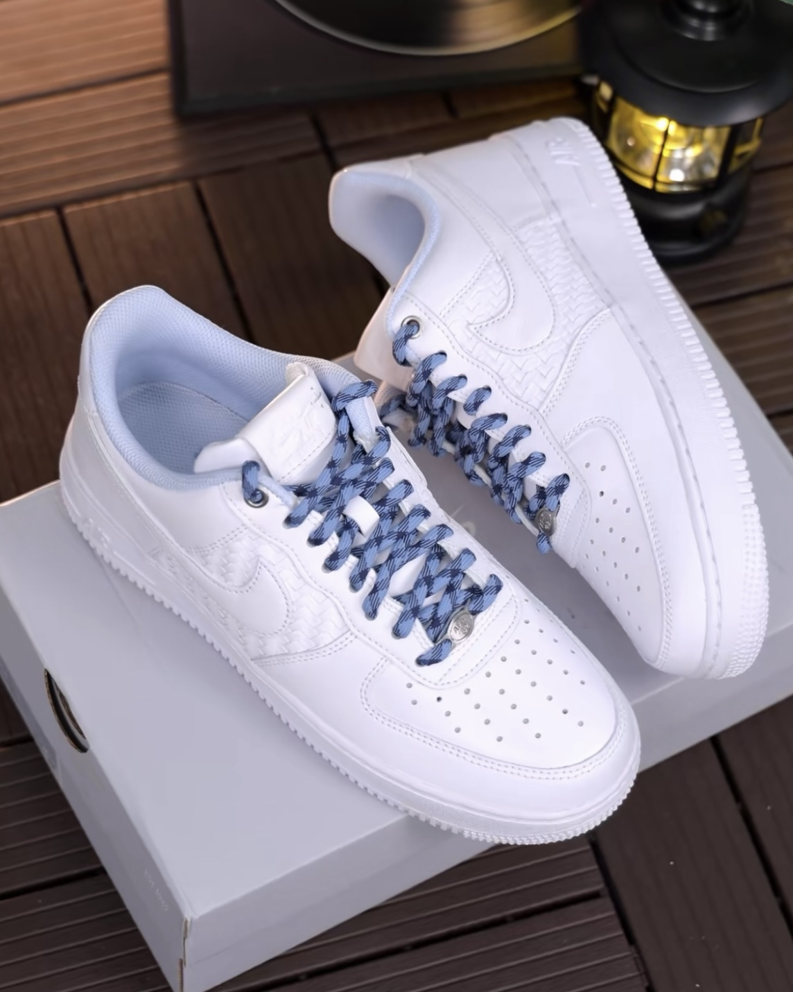 NIKE AIR FORCE 1 '07 LV8 白藍 編織 格子 休閒鞋 男鞋 IW1892-111