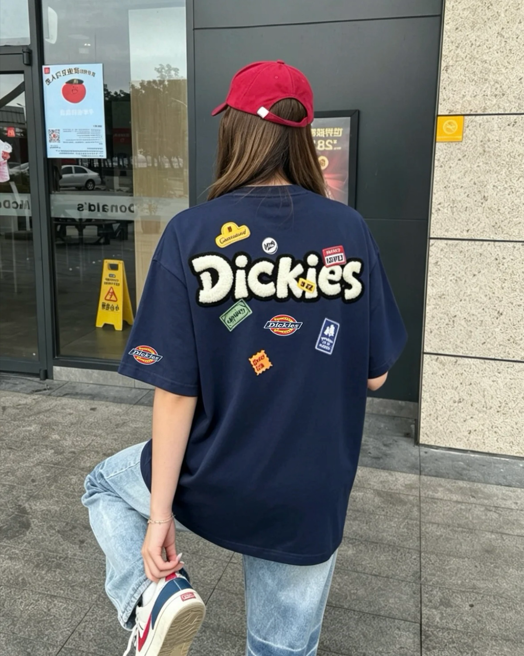 DICKIES 嚊哈塗鴉貼紙 美式 寬鬆 圓領 短袖 短Tee 上衣 藏青 黑色 白色