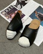 Adidas Original Adimule 黑白撞色貝殼頭皮革勃肯鞋拖鞋懶人鞋包頭鞋男女鞋 LC0411