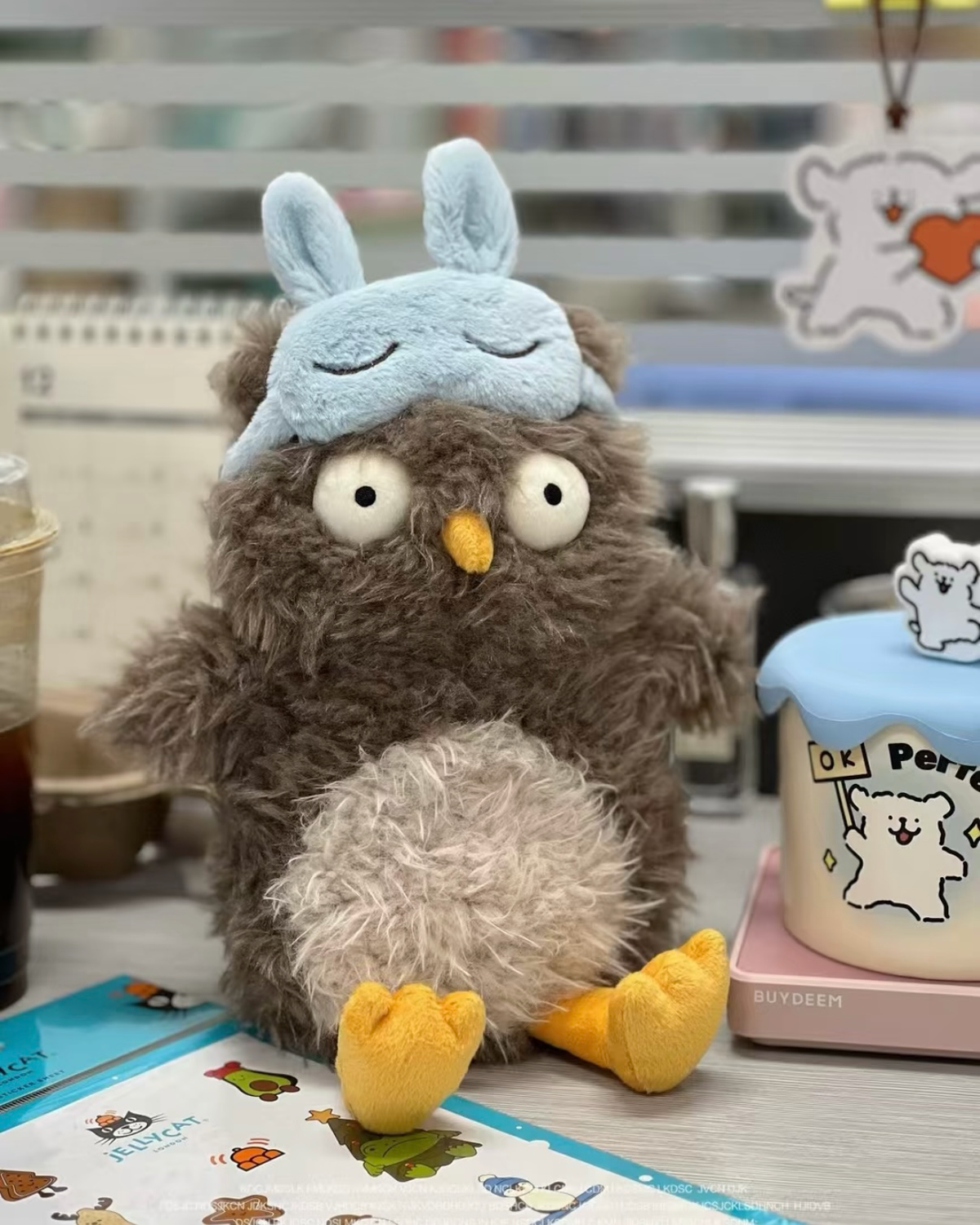 JELLYCAT AUDREY HOOTSOFTLY 眼罩貓頭鷹 棕色 毛絨公仔