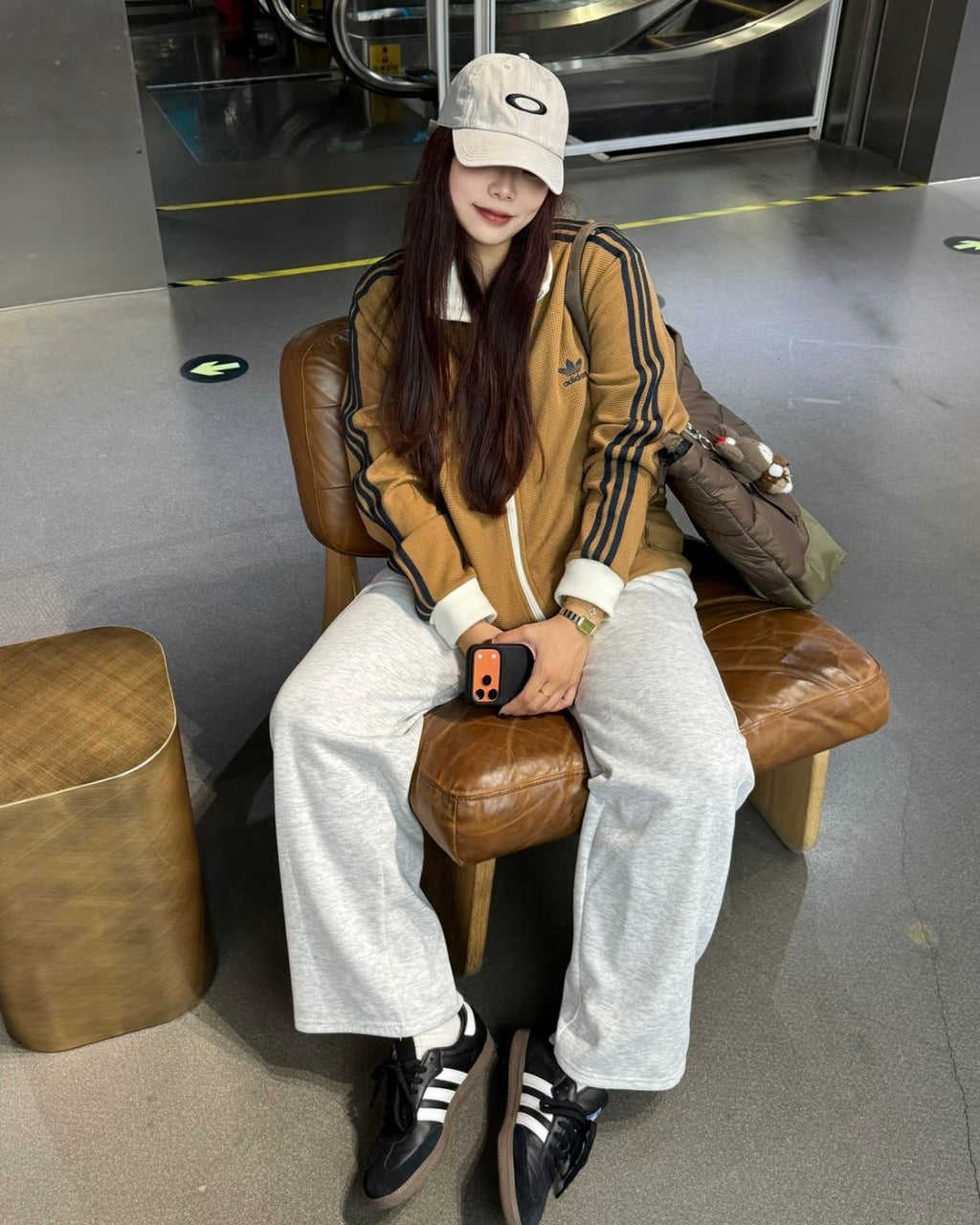 Adidas 華夫格外套 金珉圭/邊伯賢同款 泰奶棕
